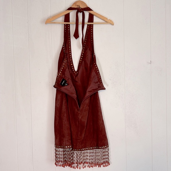 Nasty Gal Genuine Suede Appliqué Halterneck Mini Dress - Picture 8 of 17